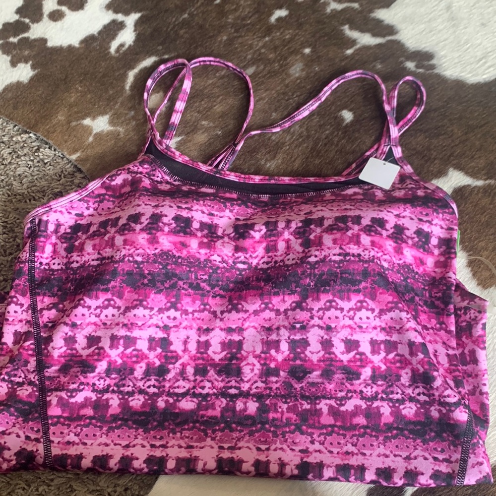Gaiam Pink and black brand new workout tank top with built in bra